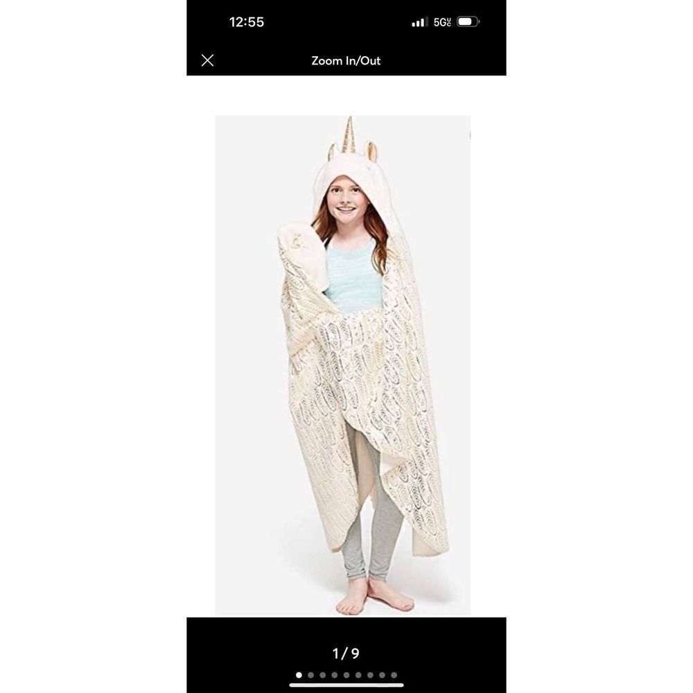 Justice Blanket novelty character unicorn hooded throw blanket/shawl